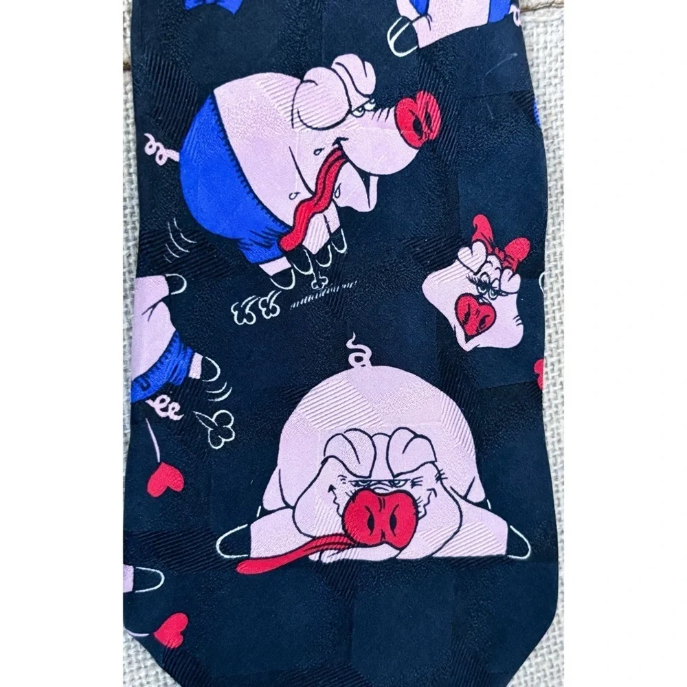Vintage Hog Love Silk Necktie Tie Pig Humor Novelty Romance Farm Core Whimsical